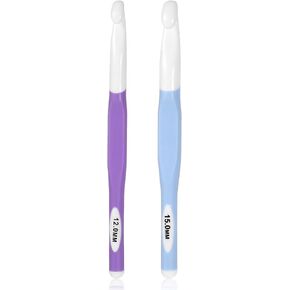 15 mm12mm Large Sizes Crochet Hooks with Ergonomic Handle, Long Crochet Needles Set with Rubber Handle, Knitting Giant Crochets Hooks DIY Yarn Weaving Tools for Knitting Blankets, Shawl and Carpet