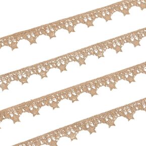 GORGECRAFT 5 Yards Gold Star Venice Lace Trim Metallic Crafts Fabric Trim Embroidery Lace Ribbon Trim Sewing Crochet Lace Fabric Wedding Applique for DIY Crafts Sewing Gift Wrapping