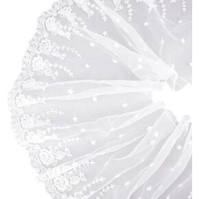 DICOSMETIC 5 Yards Embroidered Eyelet Lace Trim Polyester Lace Fabric 13-3/4 Inch Wide White Lace Ribbon Flower Vintage lace Trim for Sewing Crafts Wedding Bridal Clothes Curtain Decoration