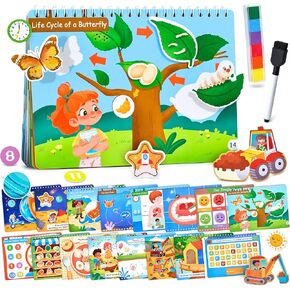 JoyCat Preschool Busy Book for Toddlers 4-5, STEAM Theme Learning Activities Books, Educational Sensory Toys, Autism Learning Material, Back to School, Birthdays Presents for Boys Girls