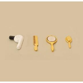 4Pcs Miniature Comb Hair Dryer Mirror Makeup Set /12 Dollhouse Decorations Hair Dryer Dollhouse Mirror Miniature Bathroom Accessory Furniture, Decorations