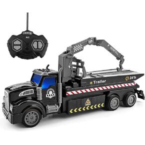 Rc Police Car Tow Truck, City Service Vehicle Rc Cars Remote Control Tow Truck Toys for Kids Boys 3-5 6 7 8-12 Years Old, 1:36 Scale Toddlers Trailer Toy Trucks with Lights