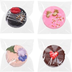 TEMLQPACK100Pcs 3.5 x3.5Inch Self Sealing Cellophane Bags for Cookies, Macarons, Brownies, Donuts, Snacks, Treats & Candy - Perfect for Valentine's, Wedding, Shower & Party Gift Bags