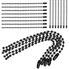 100 pcs 100mm 4inch Bead Chains 2.4mm Diameter Stainless Steel Ball Chain Keychain with Ball Connector Clasp Key Rings Bulk Metal Bead Rings for Jewelry Making Supplies DIY Craft Dog Tag Chain