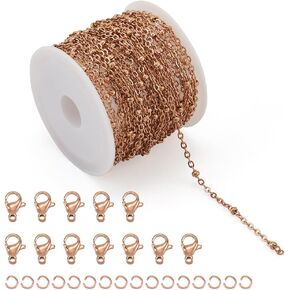 16.4Feet/5M Soldered Heart Link Chain with 40Pcs Jump Rings 20Pcs Lobster Claw Clasps 304 Stainless Steel Heart Chain for DIY Necklace Bracelet Jewelry Making