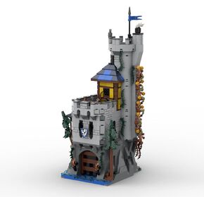 Medieval Black Falcon Castle Building Kit, Modular Street Scene Series Building Blocks Set (966PCS+)