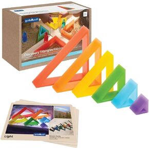 Kaplan Early Learning Discovery Triangles - Rainbow - 6 Pieces | Toddler Stacking and Sorting, Nesting Toys | Indoor/Outdoor Montessori Preschool Block Play
