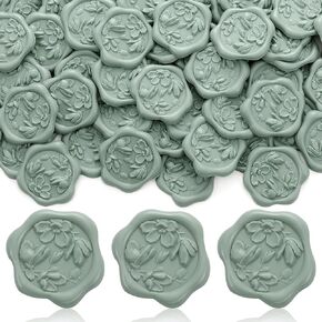 100PCS 3D Magnolia Wax Seal Steamers ملصقات دعوة الزفاف اللاصقة ملصقات ختم نباتي مناسبة للدعوة هدية التغليف