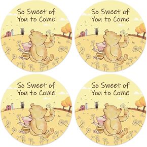 80pcs Cute Winnie Baby Shower Thank You Stickers Seal Label, Bear Themed Thank You for Celebrating with us Stickers, Baby Shower Decoration Birthday Party Favors Stickers