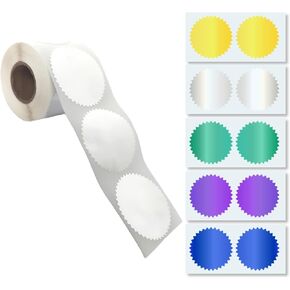 Foil Certificate Stickers, 2 inch Round Embossing Seals with Serrated Edge, Self-Adhesive Metallic Labels for Awards, Invitations, Envelopes, Packaging (Gold)