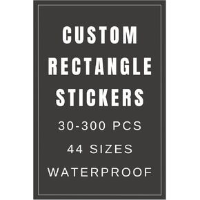 Custom Rectangle Stickers Labels, 44 Sizes, 1-8 in, Glossy Waterproof Rectangle Vinyl Stickers, 30-300 pcs, Upload Your Design (2x2.5 in)