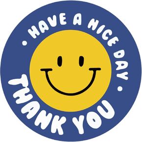 1.45inch Thank You Stickers 120PCS Small Business Labels Envelopes,Baking Smile Face Thank Your Order Sealing Stickers Decoration for Business (Blue SmileFace)
