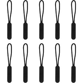 10pcs Zipper Pull Cord Replacement, Premium Plastic and Polyester Extender Cord Paracord Zipper Puller Zip Tab Tags Practical Accessories for Clothing Luggage Jackets Backpack(Black)
