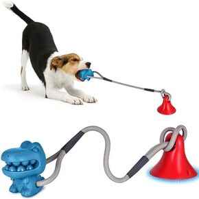 NEZIN Suction Cup Dog Toys, Dog Toys for Aggressive Chewers, Tug of War Rope Toy, Interactive Mentally Stimulating Enrichment Toy, Pull Dog Toys for Teeth Cleaning, Food Dispensing, Training
