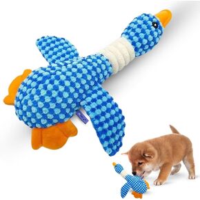 Blue Goose Squeaky Dog Toy – Durable Plush Dog Chew Toy for Aggressive Chewers – Tough, Soft, Interactive Pet Toy for Teething, Training & Anxiety – for Small, Medium & Large Dogs