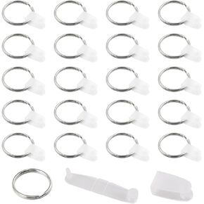 100 Sets Plastic Keychain Clips with Metal Rings, Round Split Key Rings, Clear Keychain Connector Snaps for DIY Crafts Office Jewelry Making Bulk