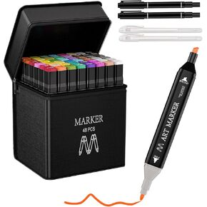 Alcohol Markers 36 Colors Dual Tip Art markers Coloring Marker for Kids Adults Coloring Book Sketching Drawing Alcohol Based Marker with Carry Case