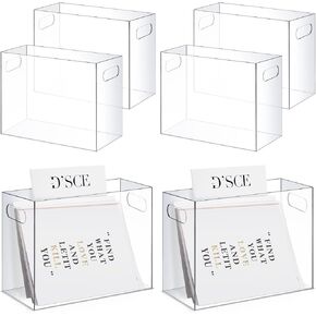 Thenshop 3 Pcs Acrylic File Organizer Acrylic Desktop File Box with Handle Hanging Folder Clear Holder Filing Box for Office Home School Letter Size Folder Storage, 12.2 x 5.5 x 9.4 Inch