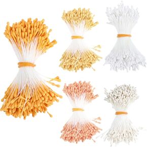 1700 PCS 3MM Pearl Flower Stamen ، Double Heads Flowers Stamens White Flower Stamens for Crafts Flowers Stamen for Flowsmaking Supplies Decoration (5 Colors)