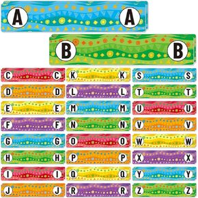 52 Pcs Classroom Library Alphabet Book Divider Vinyl Record Dividers Assorted Colored Bookshelf Markers Lp Alphabetical A-z Organizer Separators for Album DVD Media Shelves Storage