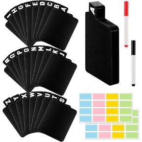 26 Pcs CD and DVD Dividers with Alphabetical Tabs Black A-Z Vinyl Record Divider with Label Stickers Marker Pens Organizer Dividers Storage Holder Index Card for Records Albums File