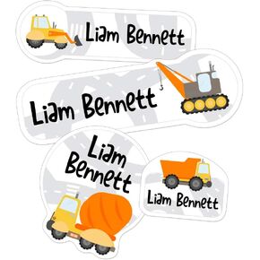 Custom Name Labels for Boys – Waterproof Personalized Stickers for Daycare, School & Summer Camp – No Iron Needed – Diverse Sizes for Bottles, Backpacks, Shoes & More – 90 Ct & 180 Ct (Builder Design)