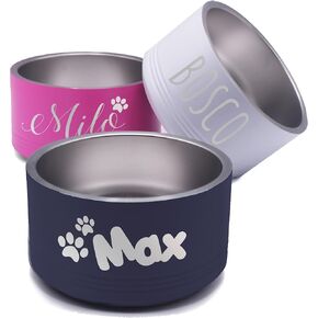 My Personal Memories Custom Personalized Stainless Steel Dog or Cat Bowl for Water and Food - Engraved Pet Bowl with Non Slip Bottom (Medium - 32 Ounces, Pink)