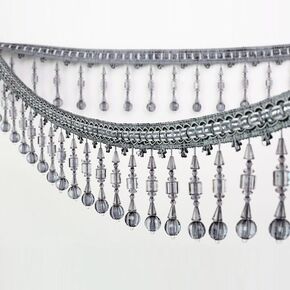 Fringe Trim Tassel,Crystal Beaded Pendant Tassel, for Sewing Curtain Tablecloth Decor(Beige)