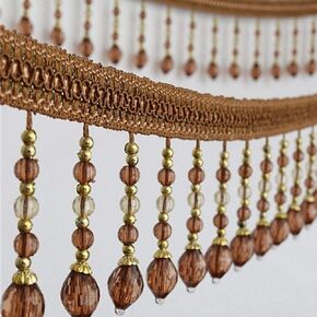 Fringe Trim Tassel,Crystal Beaded Pendant Tassel, Fringe Trim Edge (Color : Red)(Color : Blue) (Color : Roze)(Grijs)