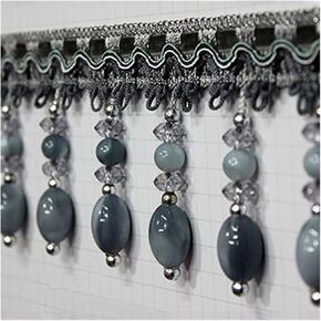 Fringe Trim Tassel,Crystal Beaded Pendant Tassel, Fringe Trim Tassel Fringe Trim 15M Beaded Lace Curtain Sewing(7)