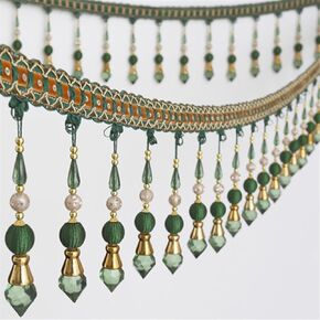 Fringe Trim Tassel,Crystal Beaded Pendant Tassel, DIY Wedding Decor Crafts Upholstery Accessories (Color : B) (Color : E)(B)