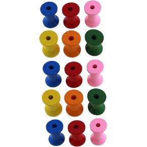 E-outstanding Craft Spool 15PCS 30x22mm Colored Hourglass Shaped Natural Wooden Empty Bobbins Thread Spool Sewing Tool Findings