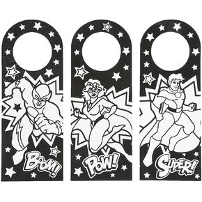 Color Your Own Fuzzy Superhero Door Knob Hanger - Makes 24 - Crafts for Kids and Birthday Party Activities
