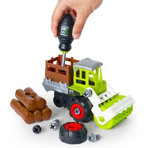 Boley 26pc Take Apart Vehicle Toy Set, STEM Toy with Drill and Accessories, Farm Truck for Kids, Ages 3+