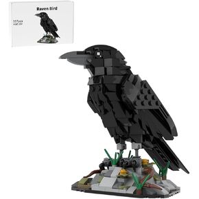 Raven Bird Building Bricks Modular Animals Black Bird Crow Art Set for Adults, Creative Animal MOC Construction Decor & Collectible Ornament - 357 Pieces MOC-217187