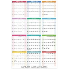 2026 Wall Calendar - Yearly Wall Calendar 2026, January 2026 - December 2026, 34.3" x 22.8" (Open), Vertical, Double-Sided Round Stickers, Blocks and Holidays - Beautiful Layout