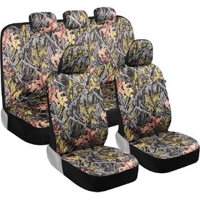 أغطية مقاعد السيارة BDK Mossy Oak Camo - مجموعة كاملة مع غطاء عجلة القيادة ومنصات حزام الأمان - نمط تمويه الغابة للسيارات والشاحنات وسيارات الدفع الرباعي in Kuwait