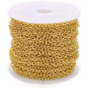 Stainless Steel Curb Chains 29.5Feet/9Meters with Spool - Gold 2 x 3mm for DIY Jewelry Making