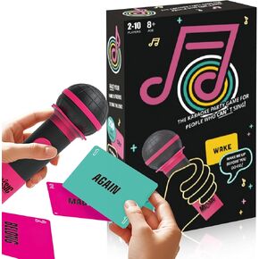 Grab The Mic Karaoke Party Game - Hilarious Singing Challenge for Families & Friends with 250 Song Lyrics - Perfect for Game Nights & Birthday Parties 8 Years Old (2-10 Players)