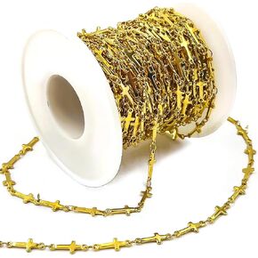 Cross Chain Jewelry Making - 9.8ft 3m Silver Stainless Steel Link Chain Supplies Bulk DIY Necklace Bracelet Hat Chains Decoration