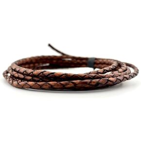 Premium Braided Leather Cord for Jewelry Making, Bracelets, Necklaces & Bolo Ties – Genuine Leather, Flexible, Durable & Soft – Ideal for Craft Projects (Antique Brown, 6 ft, 4 mm)
