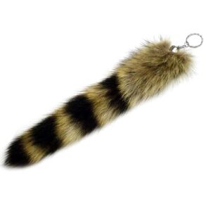 Raccoon Tail 10"+ Tanned Coon Tail W/Grommet Keychain (Coontail)