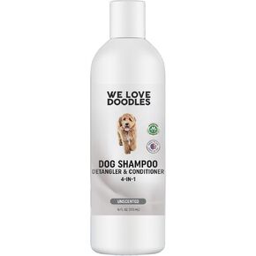 We Love Doodles Dog Shampoo, Conditioner, & Detangler - Shampoo for Dogs, Goldendoodles, Poodles & Doodles, for Matted Pet Hair & Sensitive Skin, Made in The USA, Unscented, 16 oz