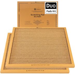Cat Scratching Board, Refillable and Combinable Corrugated Cat Scratchers for Indoor Cats, Double-Sided and Recyclable Cardboard (1Refill+1Pack)