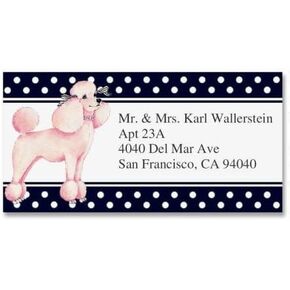 Pink Poodle Border Personalized Return Address labels- Set of 144 1-1/8" x 2-1/4" Self-Adhesive, Flat-Sheet labels, By Colorful Images
