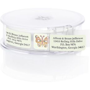 Frog on a Lily Pad Designer Rolled Address Labels with Elegant Plastic Dispenser