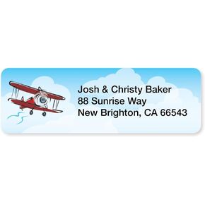 Red Airplane Set of 215 Personalized Sheeted Return Address Labels