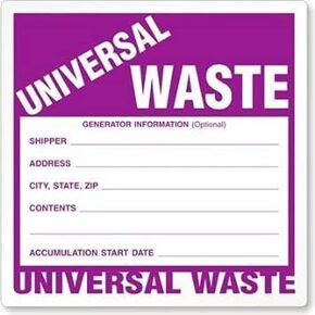 Universal Waste Vinyl Industrial Labels, 6" x 6" - Pack of 100