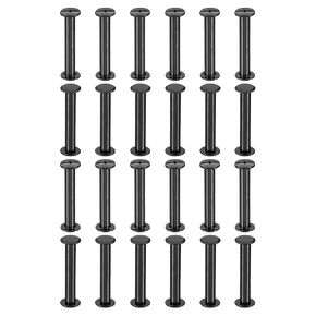 PATIKIL 24 Sets Chicago Screws, 50mm l Chicago Screws Phillips Binding Post Screw Bolts Leather Rivets Fasteners Connectors for Leather Belt Scrapbook Photo Albums, Black