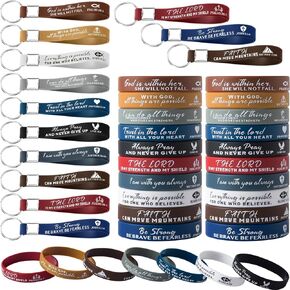 40 Pcs Bible Verse Bracelets Christian Inspirational Bible Keychains –Bulk Religious Keyrings and Bracelets